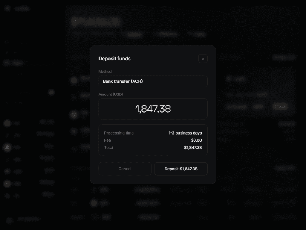Asset detail view for Ethereum showing price chart, holdings stats, and trade actions